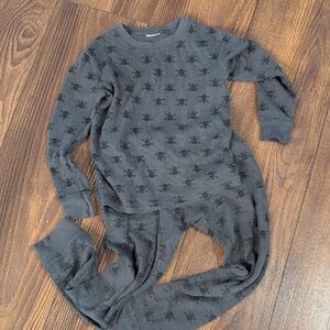 Gray Skull Print Kids Pajamas Thermals